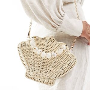 BRAND NEW ASOS Straw Shell Crossbody Bag
